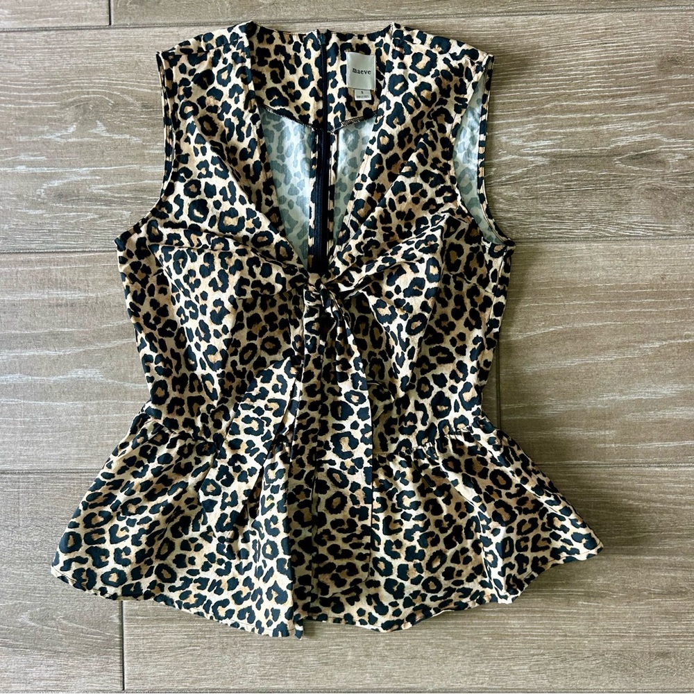 Maeve Leopard Print Sleeveless Blouse
